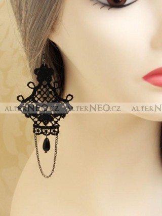 Steampunk Gothic Earrings Black Lace
