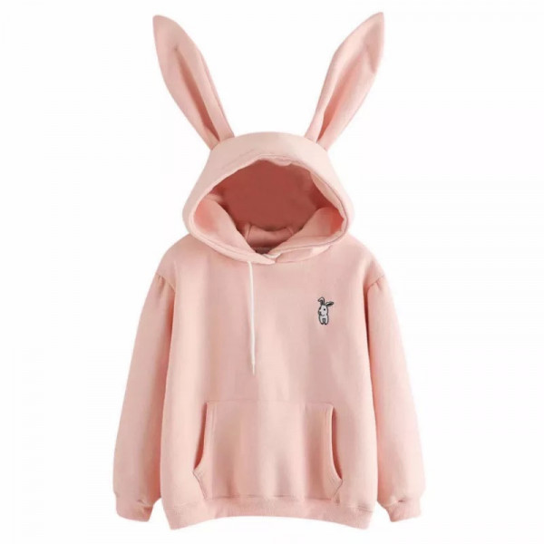 Hoodie Bunny s králičíma ušima a kapucí růžová